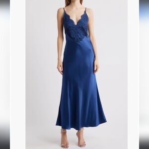 Elegant Blue Lace Maxi Dress